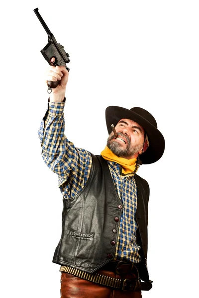 American cowboy smoking cigar — Stock Photo, Image