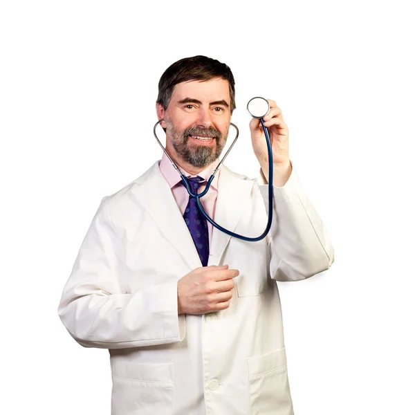 Doctor with a stethoscope listening — Stock Photo, Image