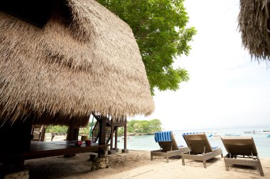 saz çatı bungalow resort tropikal, lembongan Adası, indon