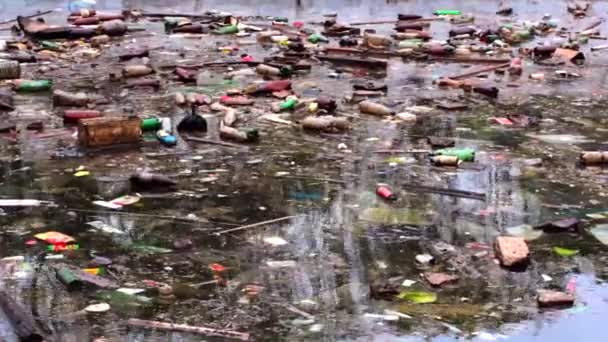 A large amount of trash polluting our waters — Stock Video