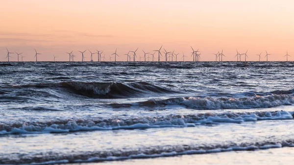 Wellen Brechen Bei Flut Strand Von Crosby Bei Liverpool England — Stockfoto