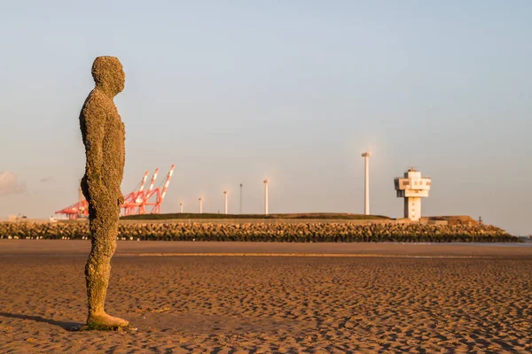 Iron Man Statue Seen Beach Crosby Liverpool England July 2020 — Stock Photo, Image