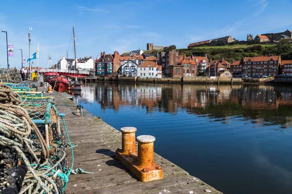 Quayside Del Porto Whitby Visto Sotto Una Mattina Tranquilla Nel — Foto Stock