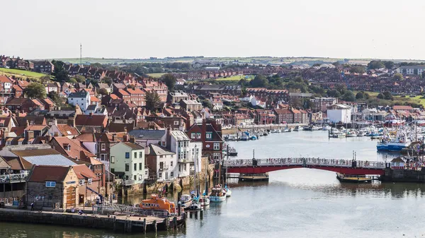 Visszatekintve Whitby Kikötőjére Amelyet 2020 Szeptemberében Láttak Észak Yorkshire Hagyományos — Stock Fotó