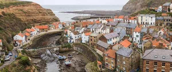 Panorama Immagini Multiple Che Affaccia Sul Cluster Case Staithes Grazioso — Foto Stock