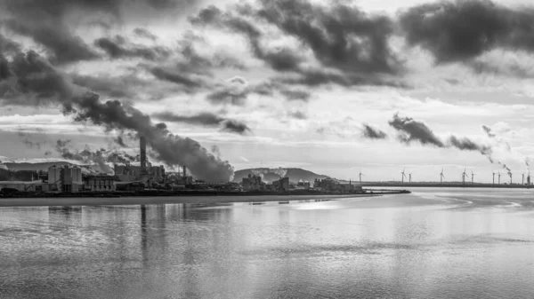 Manchester Ship Canal Passe Coin Industriel Estuaire Mersey Jour Hiver — Photo