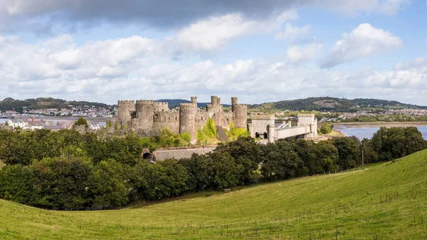 Panorama Multiimagen Del Castillo Conwy Costa Del Norte Gales Octubre — Foto de Stock