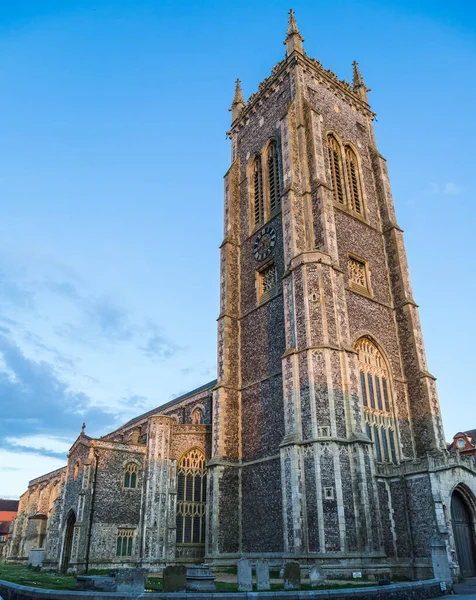 Cromer Parish Kerk Torent Boven Steden Skyline Een Avond Juni — Stockfoto