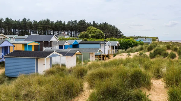 Strandhütten Eingebettet Zwischen Sanddünen Old Hunstanton Der Küste Von North — Stockfoto