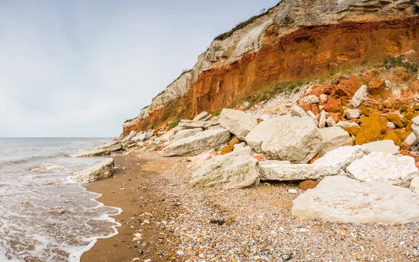 Multi Image Panorama Distinctive Red White Rock Seen Stipes Cliffs — 스톡 사진