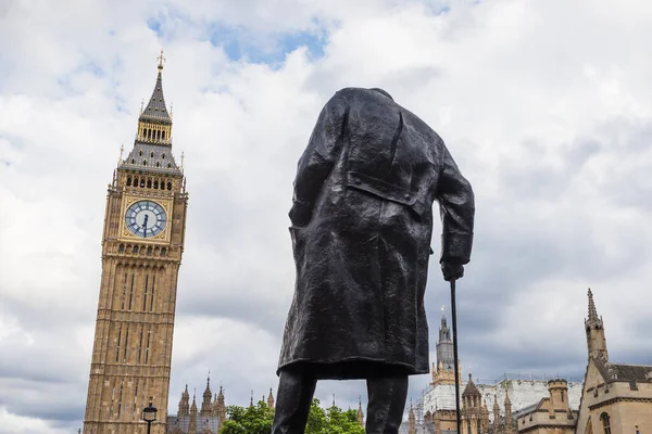 Sir Winston Churchill Statue Facing Houses Parliament Big Ben Greater — Zdjęcie stockowe