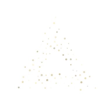 Altın Parıldayan Yıldızlar. Lüks Parlak Konfeti. Dağınık küçük bir parıltı. Parlak gümüş element. Rastgele sihirli minik ışık. Yıldızların beyaz arka planı. Yeni Yıl, Noel Vektörü illüstrasyonu.