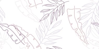 Tropik Yaprak. Modern Motif. Pastel Bir Çizgi Çizimi. Orman baskısı. Yeşillik Yazı Kusursuz Düzen. Yeşillik Vektörü Arkaplanı. Sanatsal Botanik Yüzey. Moda için soyut bitki dokusu