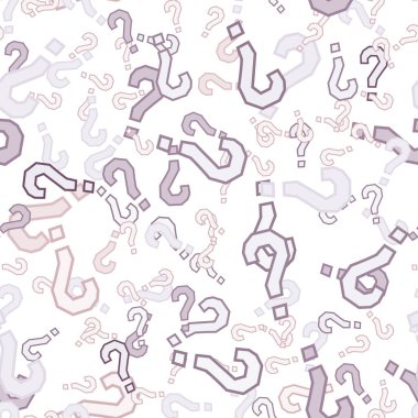 Kusursuz bir örnek. Soru işaretleri, şüphe, faq geçmişi. Basit sonsuz tekrarlama motifi. Anket, inceleme, sorgulama, sorgulama geçmişi. Kamuoyu yoklaması, kamuoyu yoklaması temsilcisi illüstrasyonu için şablon.