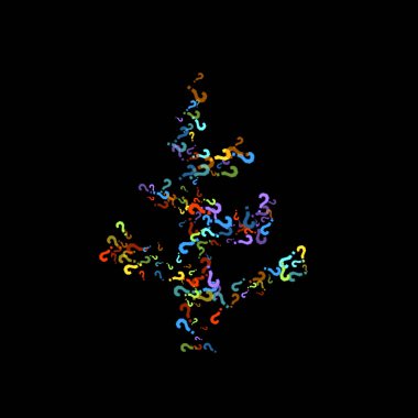 Soru işaretleri siyah arkaplana dağılmış. Sınav, şüphe, anket, araştırma, faq, sorgulama, sorgulama geçmişi. Kamuoyu yoklaması için çok renkli bir şablon. Gökkuşağı rengi. Vektör illüstrasyonu.