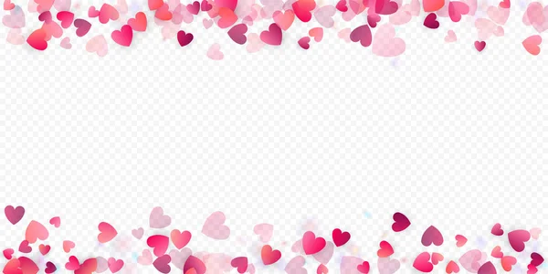 Heart Love Vector Background Valentine Frame Pink Hearts Confetti Scattered — Stock Vector