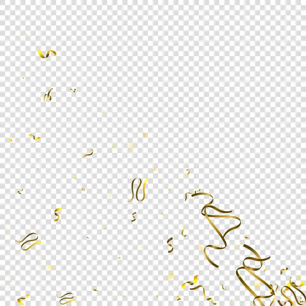 Σερπεντίν Διακοπών Χρυσό Φύλλο Στράιμερς Ρίμπονς Confetti Star Πτώση Διαφανές — Διανυσματικό Αρχείο