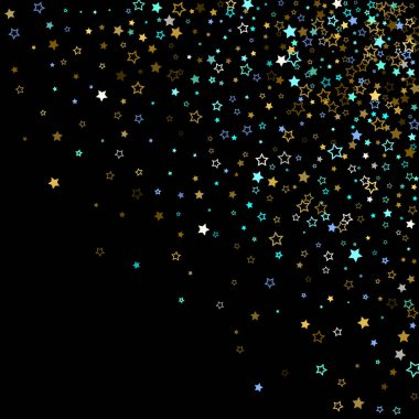 Stars Confetti. Altın, Mavi yıldızlar, parlak konfeti