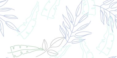 Tropik Yaprak. Modern Motif. Pastel Bir Çizgi Çizimi. Orman baskısı. Yeşillik Yazı Kusursuz Düzen. Yeşillik Vektörü Arkaplanı. Sanatsal Botanik Yüzey. Moda için soyut bitki dokusu