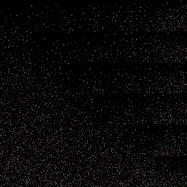 Gül, pembe yıldızlar. Sprocket, parlak konfeti. Yayılmış küçük parlak toplar daireler çiziyor. Siyah arkaplana düşen rastgele bir yıldız. Yılbaşı arkaplanı. Vektör illüstrasyonu.