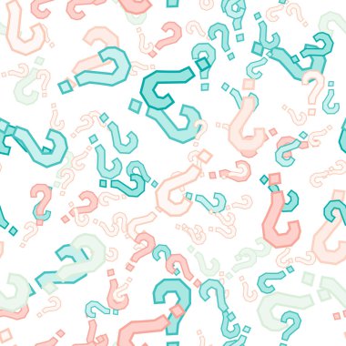 Kusursuz bir örnek. Soru işaretleri, şüphe, faq geçmişi. Basit sonsuz tekrarlama motifi. Anket, inceleme, sorgulama, sorgulama geçmişi. Kamuoyu yoklaması, kamuoyu yoklaması temsilcisi illüstrasyonu için şablon.