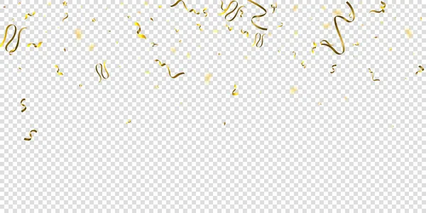 Serpentine Rubans Gold Foil Streamers Confetti Star Tombé Sur Fond — Image vectorielle