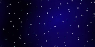 Düşen kar taneleri pürüzsüz desen. Uçan kar, don ve kar ile ilgili bir resim. Mavi gece geçmişinde noel kutlaması için kusursuz bir baskı. Yeni Yıl için Tatil Vektörü illüstrasyonu