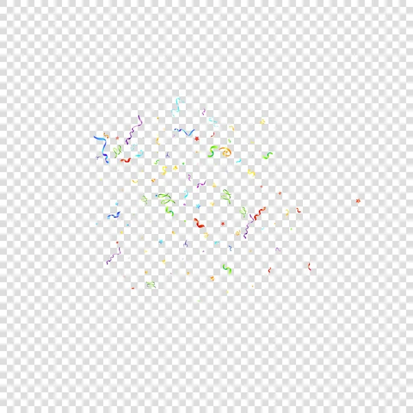 Serpentine Colorée Ruban Streamers Feuille Vacances Confetti Star Tombé Sur — Image vectorielle