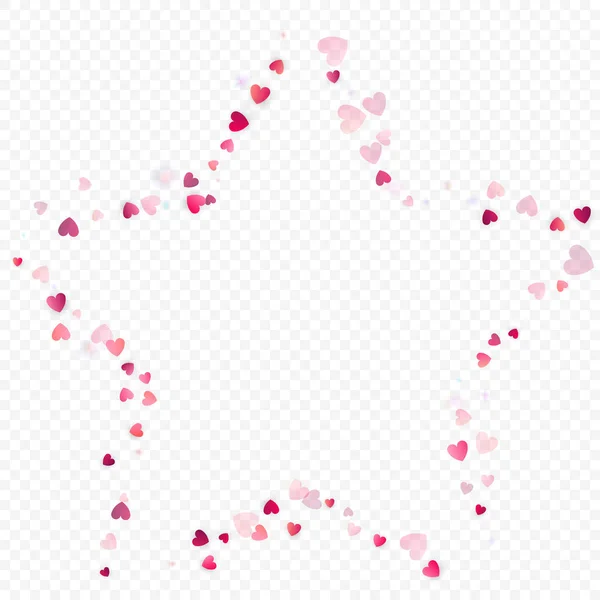 Hartliefde Vectorachtergrond Valentijnskaart Roze Harten Confetti Verspreide Liefdessymbolen Willekeurige Hartvorm — Stockvector