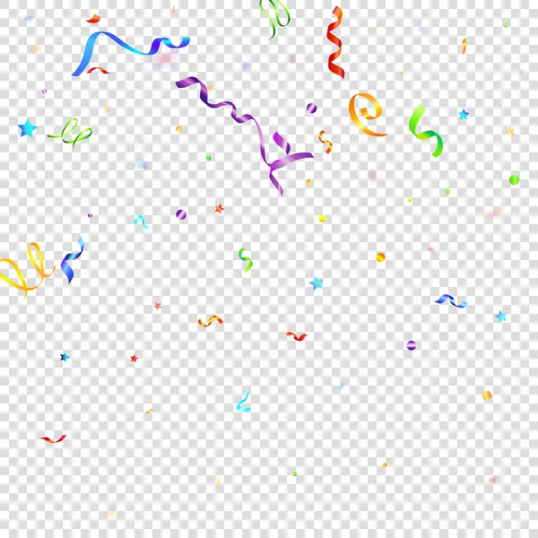 Serpentine Colorée Ruban Streamers Feuille Vacances Confetti Star Tombé Sur — Image vectorielle