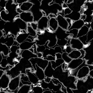 Siyah ve beyaz, ıslak ve pürüzsüz boya deseni. Suluboya karışık akış noktaları, noktalar, yırtık kenarlar. Tekstil, yüzey, moda, mayo ve modern tasarım için bitmeyen tekrarlanan soyut arkaplan.