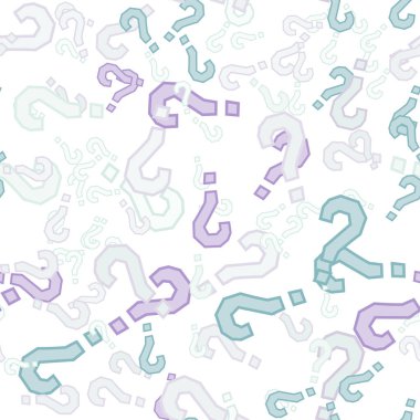 Kusursuz bir örnek. Soru işaretleri, şüphe, faq geçmişi. Basit sonsuz tekrarlama motifi. Anket, inceleme, sorgulama, sorgulama geçmişi. Kamuoyu yoklaması, kamuoyu yoklaması temsilcisi illüstrasyonu için şablon.