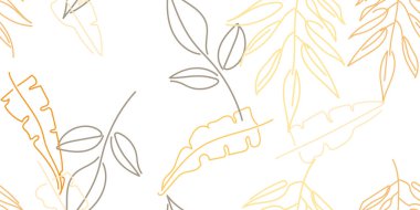 Tropik Yaprak. Modern Motif. Pastel Bir Çizgi Çizimi. Orman baskısı. Yeşillik Yazı Kusursuz Düzen. Yeşillik Vektörü Arkaplanı. Sanatsal Botanik Yüzey. Moda için soyut bitki dokusu