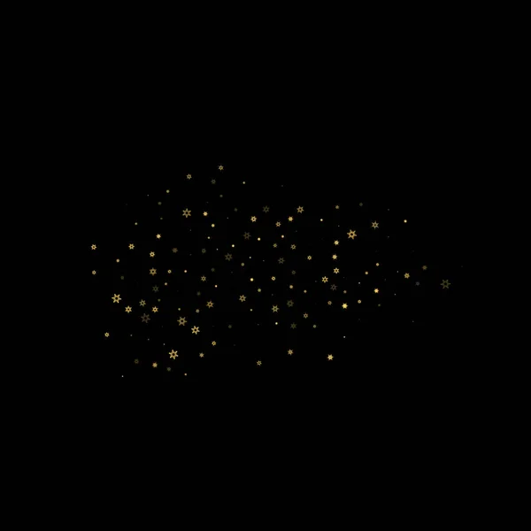 雪花飘落的金色花纹 用飞雪 降雪来说明 黑色夜晚背景下的圣诞庆祝活动的冬季印刷品 农历新年假期病媒图解 — 图库矢量图片
