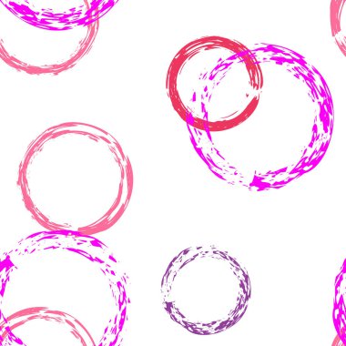 Siyah Fırça Çemberi. Vektör Kusursuz Desen. Renkli Noktalı Desen. Suluboya Şekli Kaotik Şekillerle Soyut Beyaz Arkaplan. Modern Vintage Paketleme. Tebeşir Fırçası Yuvarlakları, Konfeti