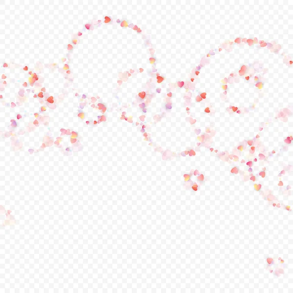 Herz Liebe Vektor Hintergrund Valentinstag Rosa Herzen Konfetti Verstreute Liebessymbole — Stockvektor