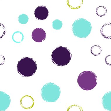 Polka Nokta. Doku Vektörü Kusursuz Desen. Canlı İllüstrasyon. Suluboya Şekli Kaotik Şekillerle Soyut Beyaz Arkaplan. Moda Vintage Kumaşı. Tebeşir Fırçası Yuvarlakları, Konfeti