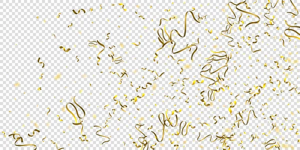 Serpentina Hoja Oro Streamers Cintas Estrella Confetti Cayendo Sobre Fondo — Vector de stock