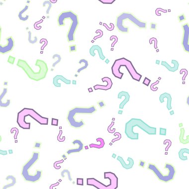 Kusursuz bir örnek. Soru işaretleri, şüphe, faq geçmişi. Basit sonsuz tekrarlama motifi. Anket, inceleme, sorgulama, sorgulama geçmişi. Kamuoyu yoklaması, kamuoyu yoklaması temsilcisi illüstrasyonu için şablon.