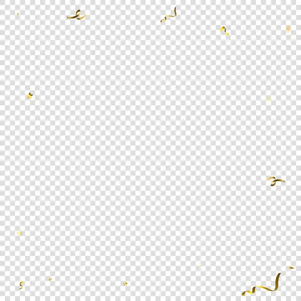 Feiertagsserpentine Goldfolie Streamers Bänder Konfetti Stern Fällt Auf Transparenten Hintergrund — Stockvektor