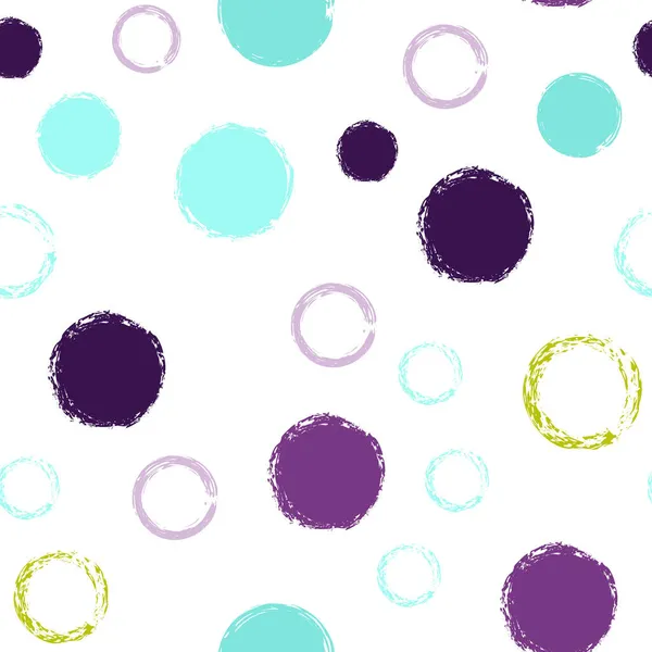 Zwarte Brush Circle Vector Naadloos Patroon Kleurrijk Ontwerp Witte Abstracte — Stockvector