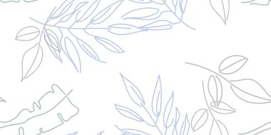 Tropik Yaprak. Modern Motif. Pastel Bir Çizgi Çizimi. Orman baskısı. Yeşillik Yazı Kusursuz Düzen. Yeşillik Vektörü Arkaplanı. Sanatsal Botanik Yüzey. Moda için soyut bitki dokusu