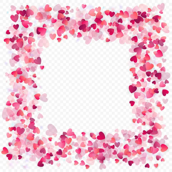 Heart Love Vector Background Valentine Frame Pink Hearts Confetti Scattered — Stock Vector