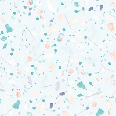 Terrazzo Doku Vektörü. Döşemesi olmayan desen. Zemin Granit desenli. Taş, Kaya, Mermer Tekstil Arkaplanı. Doğal Pavement, Mozaik Şablonu. Kuvars, Çakıl Taşı. İç Dekorasyon Tasarımı.