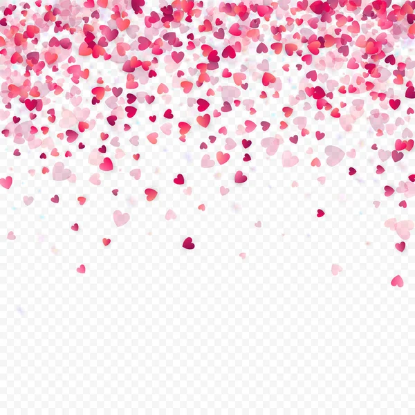 Tło Wektora Miłości Serca Walentynki Różowe Serca Konfetti Rozrzucone Symbole — Wektor stockowy