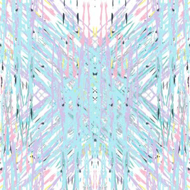 Ikat batik baskı modern tarz, Shibori kumaş tasarımı. Kabilesel nakış, etnik, pürüzsüz desen. Bitmek bilmeyen klasik tekrarlama süsü. Geleneksel folklor dokusu. Vektör suluboya geometrik arkaplan.