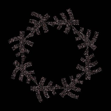 Gül, pembe yıldızlar. Sprocket, parlak konfeti. Yayılmış küçük parlak toplar daireler çiziyor. Siyah arkaplana düşen rastgele bir yıldız. Yılbaşı arkaplanı. Vektör illüstrasyonu.