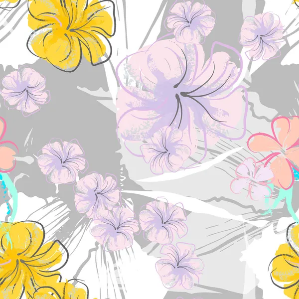 Fleurs Roses Motif Floraison Impression Florale Aquarelle Pastel Petite Fleur — Image vectorielle