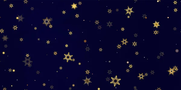 Золотий Падаючий Сніжинки Безшовний Візерунок Ілюстрація Літаючим Снігом Морозом Снігопадами — стоковий вектор