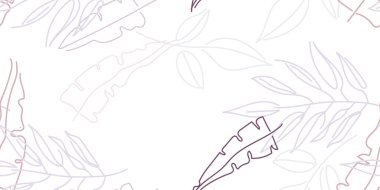 Tropik Yaprak. Modern Motif. Pastel Bir Çizgi Çizimi. Orman baskısı. Yeşillik Yazı Kusursuz Düzen. Yeşillik Vektörü Arkaplanı. Sanatsal Botanik Yüzey. Moda için soyut bitki dokusu